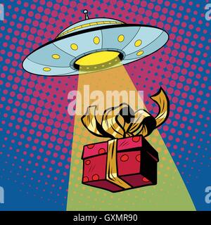 UFO rapisce confezione regalo Illustrazione Vettoriale