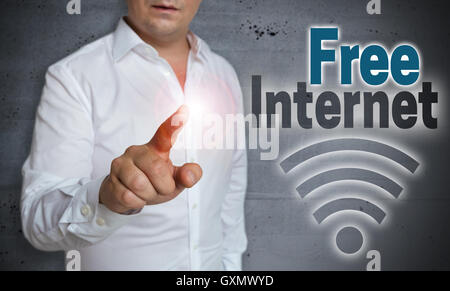 Free Internet icona touchscreen è operato dall'uomo. Foto Stock