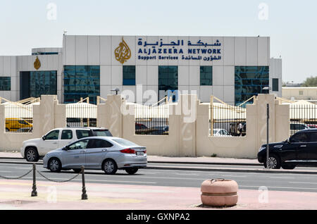 La sede centrale di Al Jazeera Network a Doha, in Qatar Foto Stock