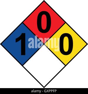 NFPA 704 diamond 1-0-0 segno, illustrazione vettoriale. Illustrazione Vettoriale