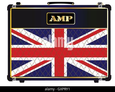 Una tipica chitarra elettrica combo amplificatore valvola con la Union Jack flag Illustrazione Vettoriale