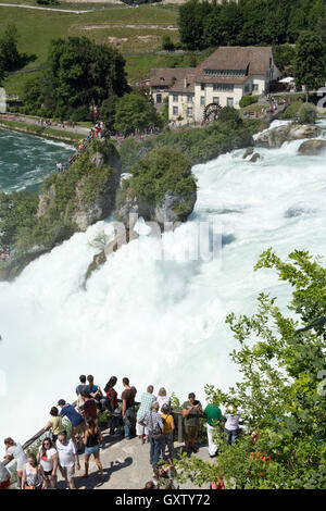 Il fiume Reno Cade vicino a Sciaffusa, Laufen-Uhwiesen, Svizzera Foto Stock