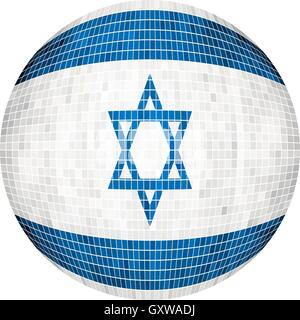 Sfera con bandiera di Israele - Illustrazione, sfera Israele vettore di flag, astratto mosaico Grunge bandiera di Israele in cerchio Illustrazione Vettoriale