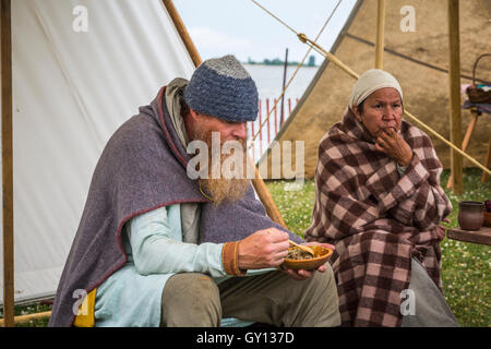 Viking Festival islandese encampment in Gimli, Manitoba, Canada. Foto Stock