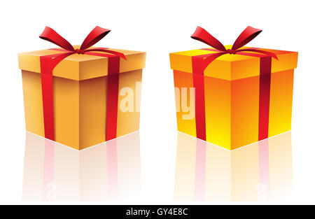 2 scatole regalo isolato su uno sfondo bianco Foto Stock