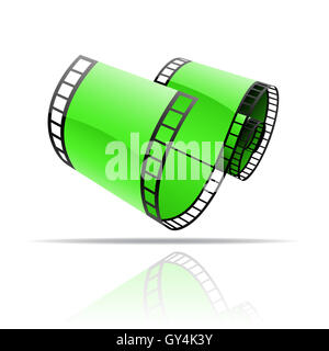 Verde di bobina di pellicola isolato su bianco Foto Stock