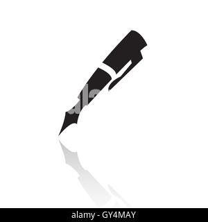 Line art penna nera isolato su bianco Foto Stock