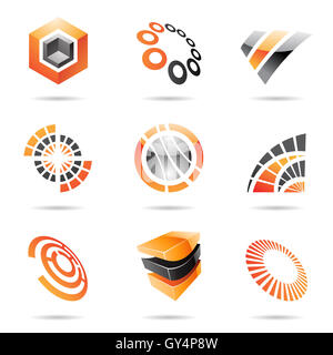 Varie arancio icone astratto isolato su uno sfondo bianco Foto Stock
