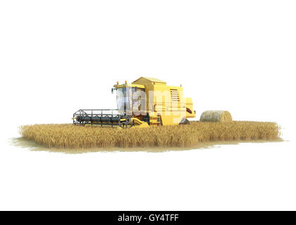 Mietitrebbia su campo isolato Foto Stock