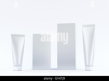 Set cosmetico sfondo bianco Foto Stock