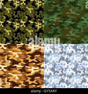 Set di camuffamento militare modelli senza giunture Illustrazione Vettoriale