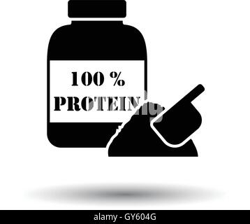 Proteina icona conteiner. Sfondo bianco con ombra design. Illustrazione Vettoriale. Illustrazione Vettoriale