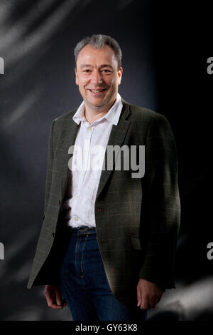 Jim Carruth, della Scozia rurale leader del poeta, poesia, scrittore, poeta laureato per Glasgow, a Edinburgh International Book Festival. Edimburgo, Scozia. Il 22 agosto 2016 Foto Stock