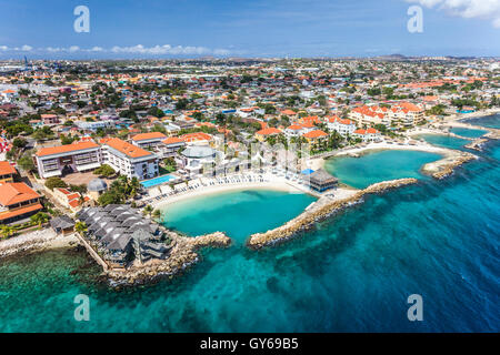 Avila Beach Hotel vista aerea da elicottero su curacao Foto Stock