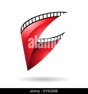 Lucido rosso bobina di pellicola isolato su uno sfondo bianco Foto Stock