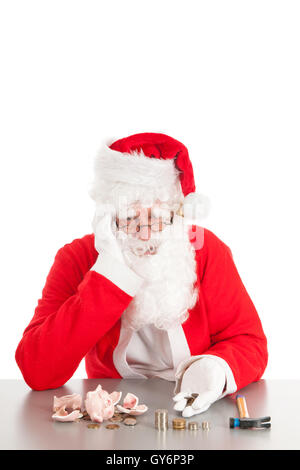 Santa contare monete Foto Stock