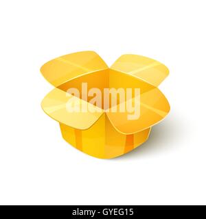 Vuoto cartone per imballaggio, open box icona in stile cartoon Illustrazione Vettoriale