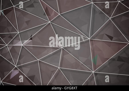 Grigio sgualcito geometrica triangolare poly bassa in stile origami gradienti illustrazione con il bianco net sfondo grafico. Foto Stock