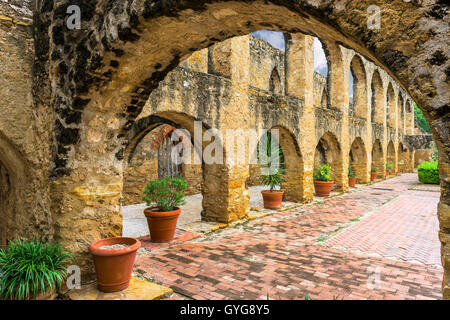 La missione di San Jose di San Antonio, Texas, Stati Uniti d'America. Foto Stock