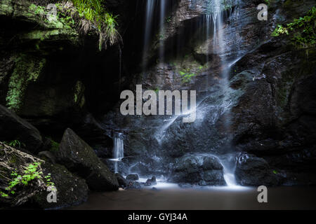 Routin Lynn cascata vicino a Wooler nel cuore di Northumberland, Inghilterra, in una bella e segreta, valle appartata posizione Foto Stock