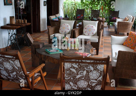 Hotel e cottage El delirio. Quindío, Colombia. Caffè colombiano crescente asse. Il caffè colombiano Regione, noto anche come il C Foto Stock