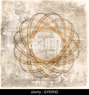 Grunge seppia sfondo con nucleo atomico Foto Stock