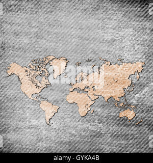 Grunge mappa del mondo Foto Stock