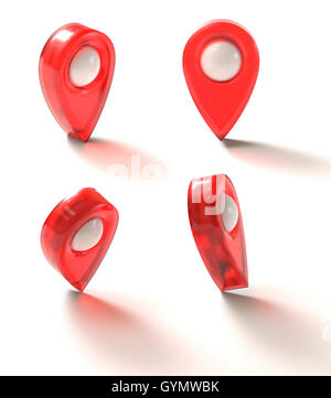 3D'illustrazione. Marchio GPS sulla superficie bianca. Percorso di clipping incluso. Foto Stock