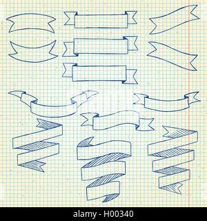 Set di disegnati a mano i banner del vettore Illustrazione Vettoriale