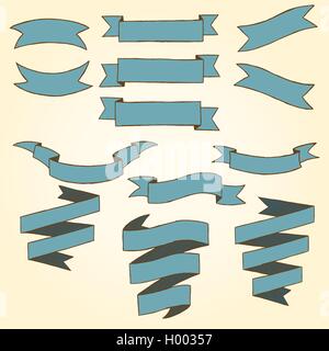 Set di vintage disegnati a mano banner Illustrazione Vettoriale