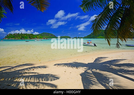 Idilliaca baia vicino a Port Launay, Seychelles, Mahe Foto Stock