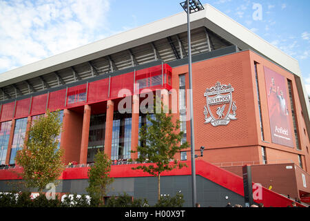 Il nuovo cavalletto principale a Liverpool FC anfield stadium Liverpool Merseyside Regno Unito Foto Stock