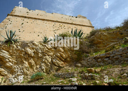 Muro di difesa di Dalt Vila, Spagna, Balearen, Ibiza, Ibiza-Stadt, Eivissa. Foto Stock