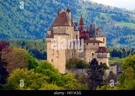 Castello di Menthon Saint Bernard dal XII secolo, Francia, Haute-Savoie, Menthon-Saint-Bernard Foto Stock