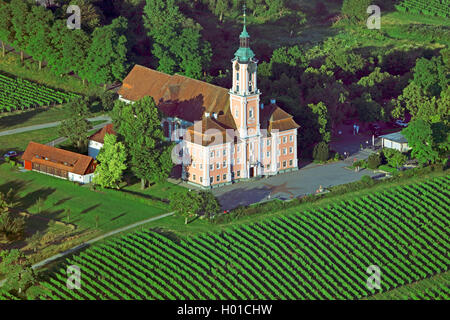 Pellegrinaggio della Chiesa di Birnau Il Bodensee, 20.07.2016, vista aerea, GERMANIA Baden-Wuerttemberg, Nussdorf Foto Stock