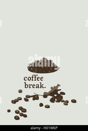 Art deco / Retrò astratto vettore caffè poster / baner / illustrazione con parole "Pausa caffè" creativa, originale Illustrazione Vettoriale