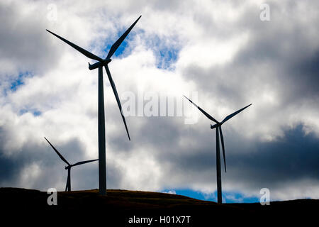 Le turbine eoliche sul fiume Clyde Wind Farm in South Lanarkshire in Scozia - attualmente uno dei più grande di tutta Europa hanno acconsentito solo il vento fa Foto Stock