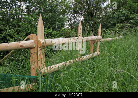 Staccionata in legno con pericolo di cuspidi, Germania Foto Stock