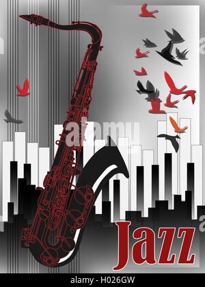 Festival di musica jazz, poster modello di sfondo Illustrazione Vettoriale