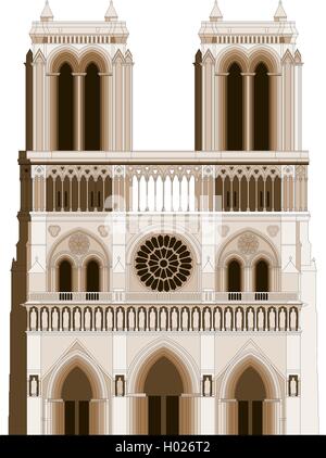 Cattedrale di Notre-dame de Paris in Francia - 2 Illustrazione Vettoriale