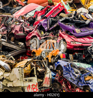 Auto rottamata su un scrapyard, Austria Foto Stock