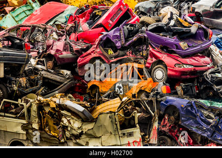 Auto rottamata su un scrapyard, Austria Foto Stock