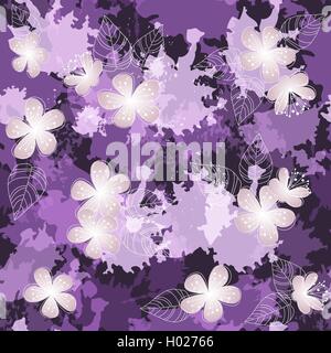 Vettore senza giunture fiore violaceo sfondo pattern Illustrazione Vettoriale