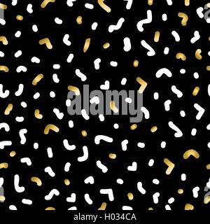 Il colore oro retrò seamless pattern con forme astratte in 80s memphis fashion style. EPS10 vettore. Illustrazione Vettoriale