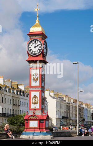 La regina Vittoria per il Giubileo d oro orologio 1887 a Weymouth lungomare. Melcombe Regis Weymouth Dorset Southern England Regno Unito Gran Bretagna Foto Stock