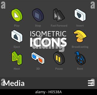 Isometrica icone outline serie 37 Illustrazione Vettoriale