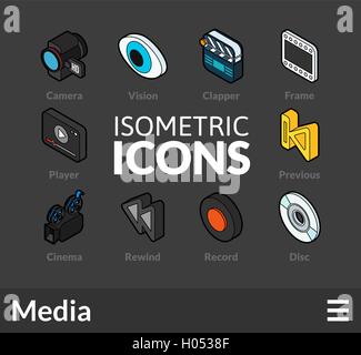 Isometrica icone outline serie 38 Illustrazione Vettoriale