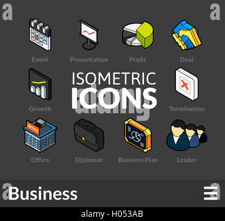 Isometrica icone outline serie 42 Illustrazione Vettoriale