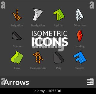 Isometrica icone outline serie 48 Illustrazione Vettoriale