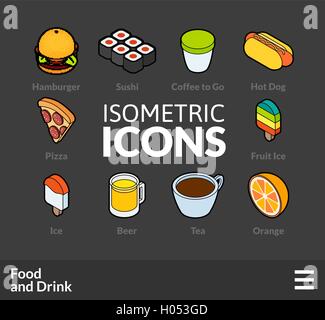 Isometrica icone outline serie 55 Illustrazione Vettoriale